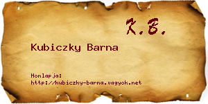 Kubiczky Barna névjegykártya